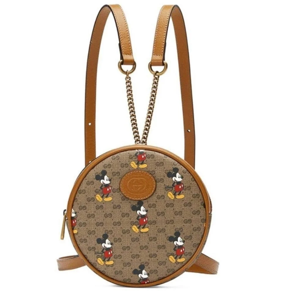 Authentic Gucci x Disney Mickey Mouse GG  Supreme Monogram Mini Round Backpack - Picture 3 of 16